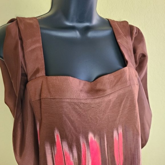 "One September" for Anthropologie, knit top w/ satin cap shoulder ruffle detail - Picture 3 of 11